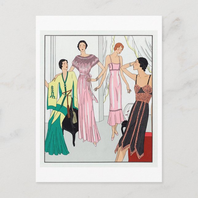 1920s Fashion Plate for Slips and Robes Postcard (Front)