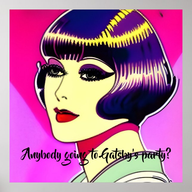1920s Flapper - Gatsby's Party. Editable text Poster (Front)