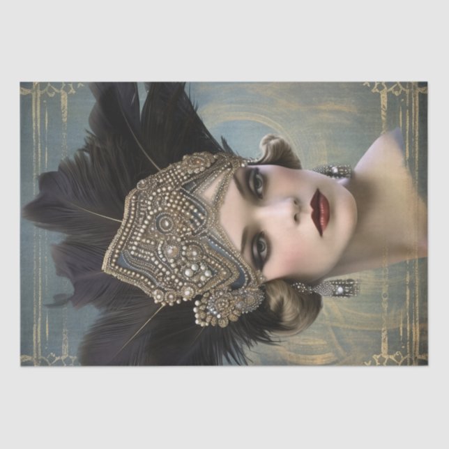 1920's Flapper Girl Art Deco Tissue Paper (Front)