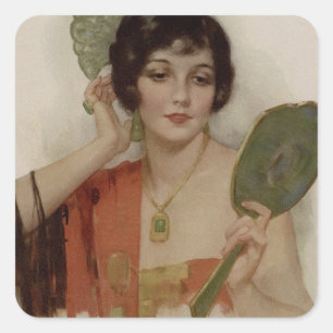 1920's Flapper Girl Beautiful  Square Sticker