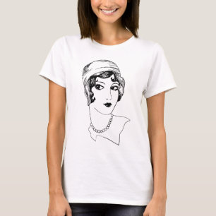 1920s Flapper girl fashion drawing T-Shirt