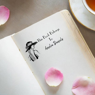 1920's Flapper Girl Monogram Bookplate Self-inking Stamp