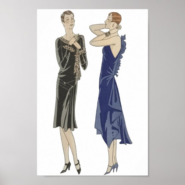 1920s Flapper Girl Pinups Fashion Dresses Art Poster (Front)