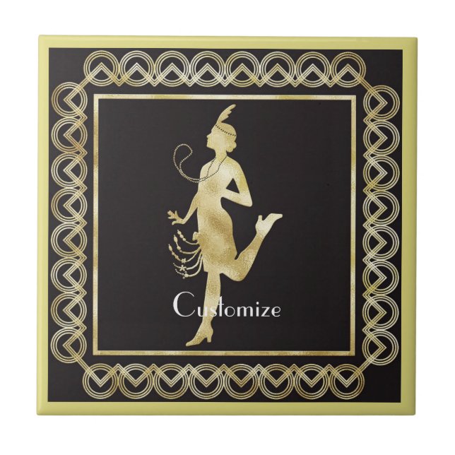 1920's Flapper Girl Thunder_Cove  Ceramic Tile (Front)