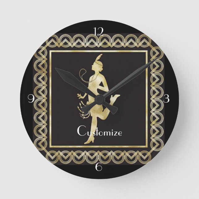 1920's Flapper Girl Thunder_Cove  Round Clock (Front)