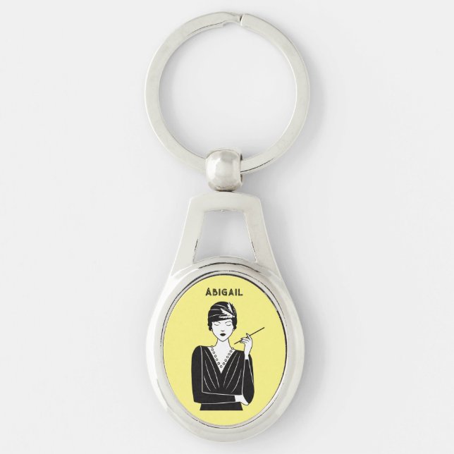 1920s Flapper Glam Model theme. Editable name  Key Ring (Front)