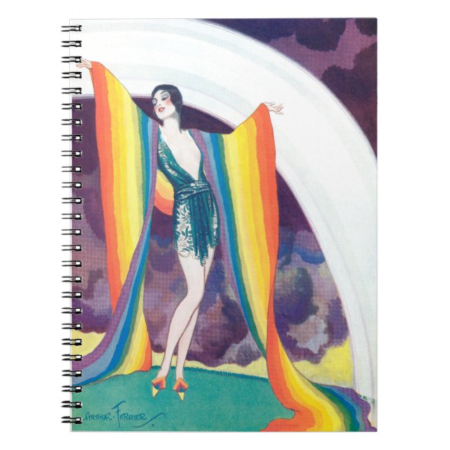1920s Flapper With Rainbow Spiral Photo Notebook (Front)