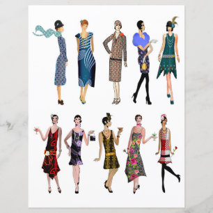 1920s Flappers Paper Dolls Scrapbook Paper