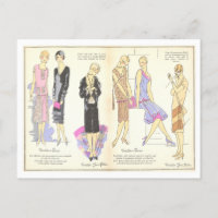 1920s French Fashion Plate for Dresses Postcard