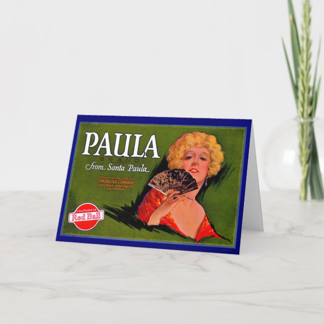 1920s fruit crate label Paula from Santa Paula Card (Front)