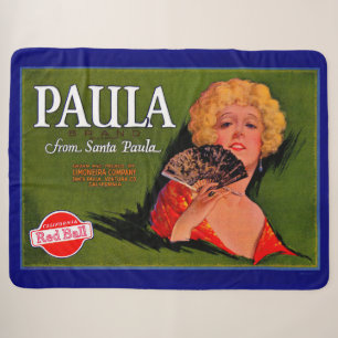 1920s fruit crate label Paula from Santa Paula Sherpa Blanket