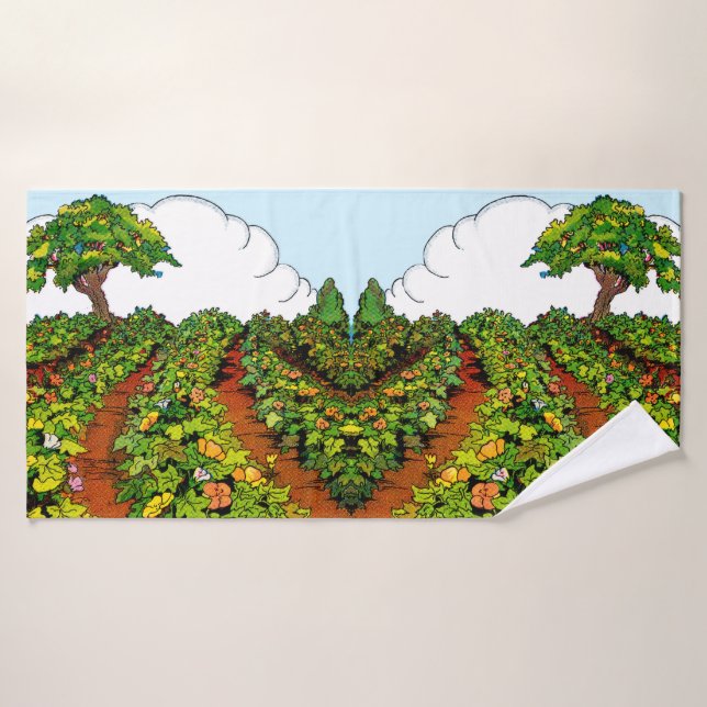 1920s garden print bath towel set (Bath Towel)