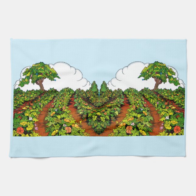 1920s garden print tea towel (Horizontal)