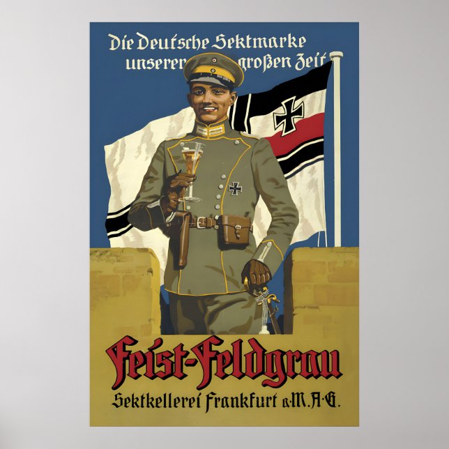 1920s German Sparkling Wine Poster Feist-Feldgrau (Front)