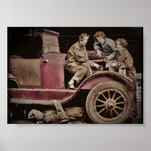 1920's Girl Auto Mechanics Poster