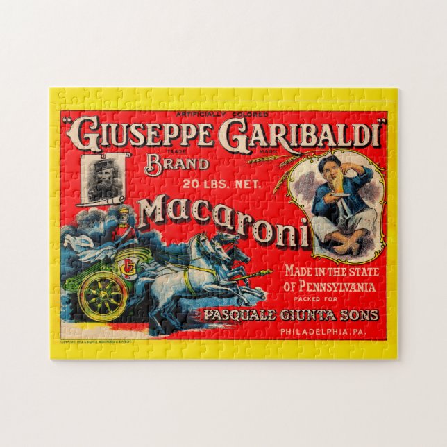 1920s Giuseppe Garibaldi macaroni label Jigsaw Puzzle (Horizontal)