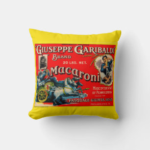 1920s Giuseppe Garibaldi macaroni label print Cushion