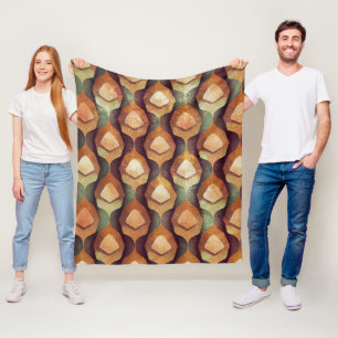 1920s Gold Teal Art Deco Fan Pattern Fleece Blanket