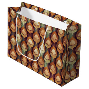 1920s Gold Teal Art Deco Fan Pattern Large Gift Bag