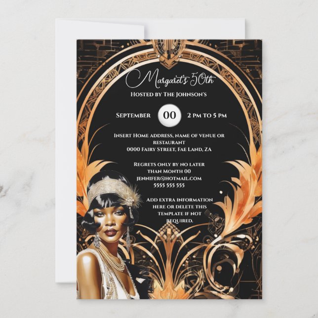 1920's Great Gatsby flapper girl retro themed Invitation (Front)