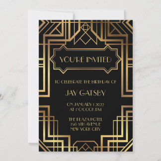 1920s Great Gatsby Themed Art Deco Invitation