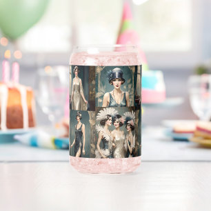 1920s Ladies Fashion Photo Collage, Can Glass
