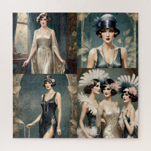 1920s Ladies Fashion Photo Collage, Jigsaw Puzzle