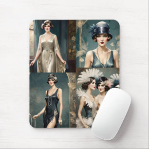 1920s Ladies Fashion Photo Collage, Mouse Pad