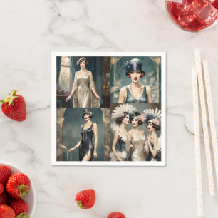 1920s Ladies Fashion Photo Collage, Napkin