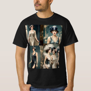 1920s Ladies Fashion Photo Collage, T-Shirt