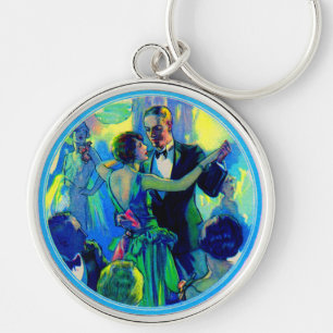 1920s lady and gentleman on the dance floor key ring