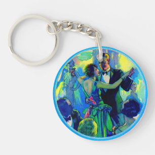 1920s lady and gentleman on the dance floor key ring