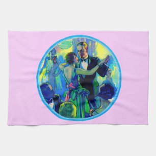 1920s lady and gentleman on the dance floor tea towel