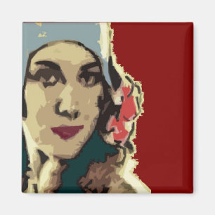 1920s Lady in a Blue Hat Pop Art Magnet