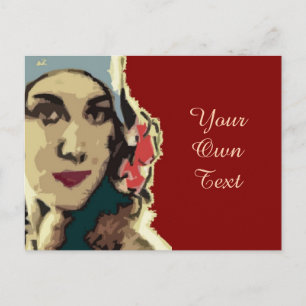 1920s Lady in a Blue Hat Pop Art Postcard