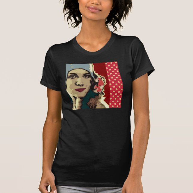 1920s Lady in a Blue Hat Pop Art T-Shirt (Front)