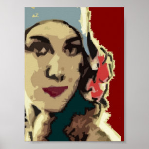 1920s Lady in a Blue Hat Poster