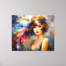 1920s Lady in Feather Head Dress 