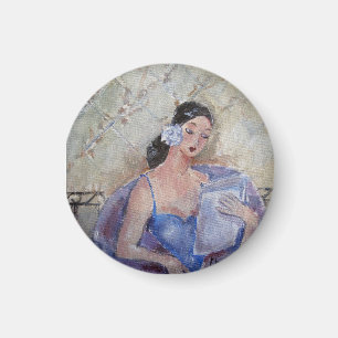 1920's Lady Reading Magnet by Marie Theron