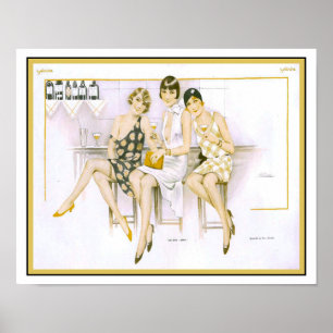 1920's Le Sourire French Cocktail Hour Poster