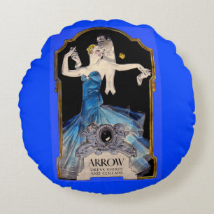 1920s Leyendecker Arrow shirt ad no. 1 Round Cushion