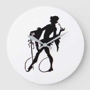 1920s magician silhouette large clock