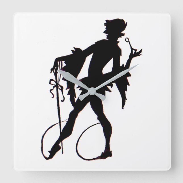 1920s magician silhouette square wall clock (Front)