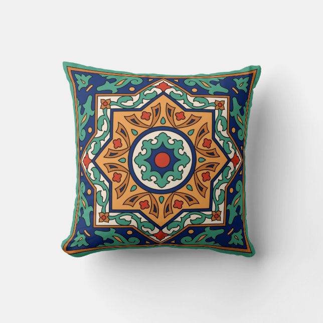 1920s Malibu Tile Design Cushion (Front)