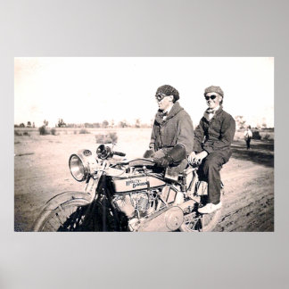 1920's Men Riding Motorcycle Poster