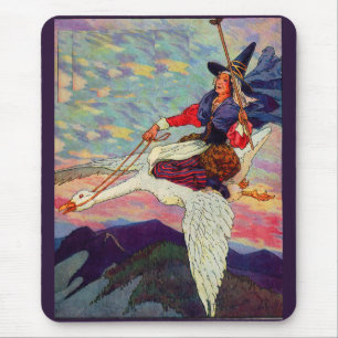 1920s Mother Goose riding her giant goose Mouse Pad