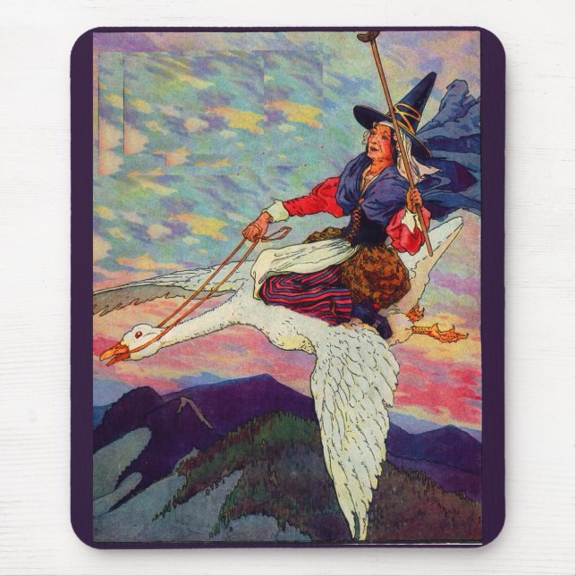 1920s Mother Goose riding her giant goose Mouse Pad (Front)