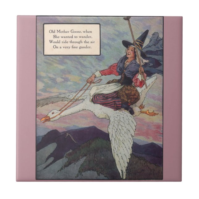 1920s Mother Goose riding her giant goose Tile (Front)