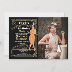 1920's Murder Mystery Birthday Dinner Party Photo Invitation