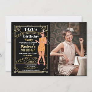 1920's Murder Mystery Birthday Dinner Party Photo Invitation